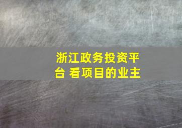 浙江政务投资平台 看项目的业主